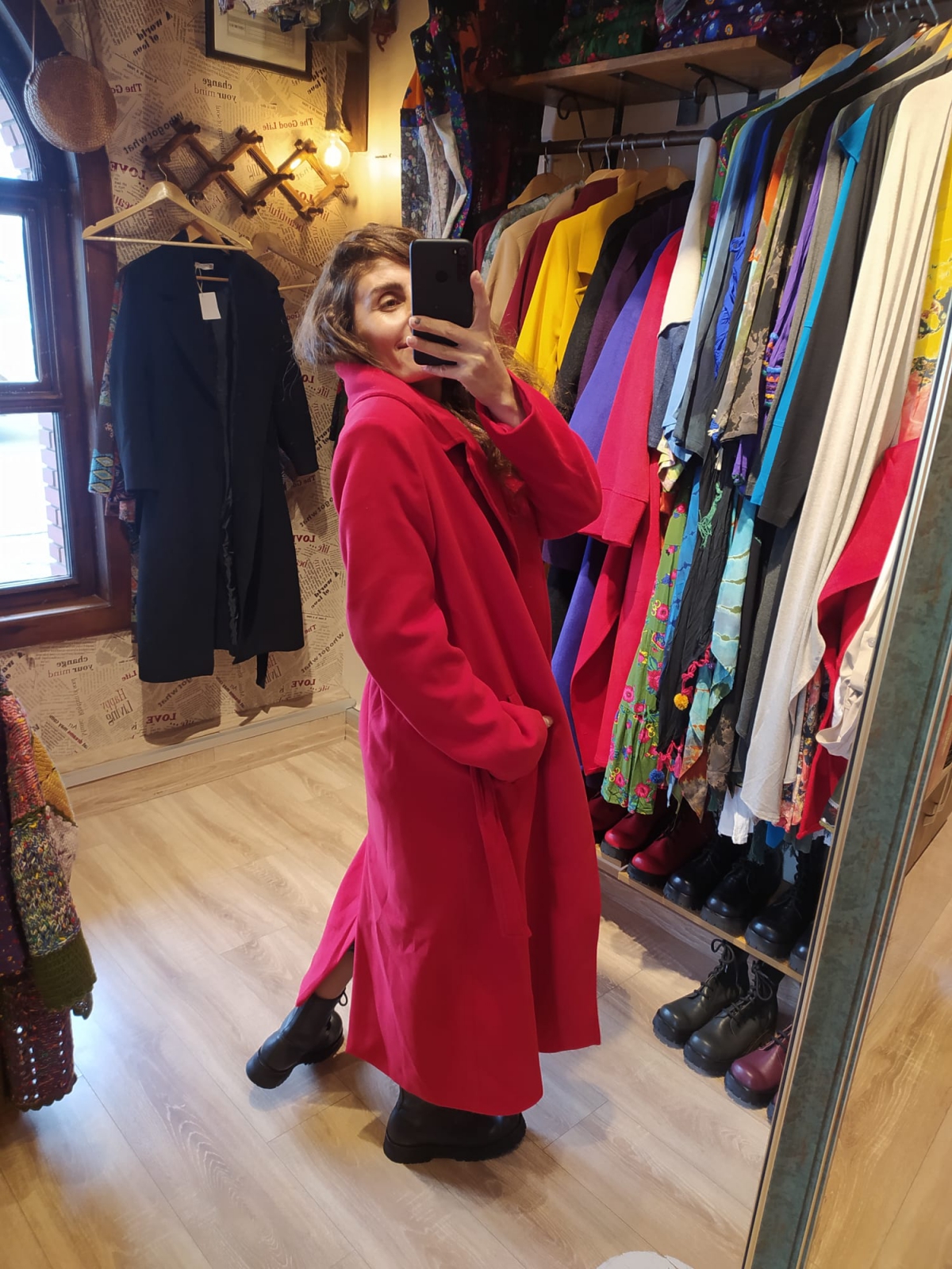 Kaşe kaban kırmızı