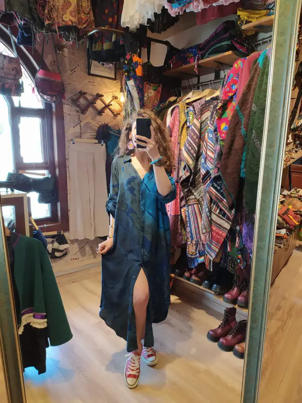 Batik gömlek elbise keten pantolon 