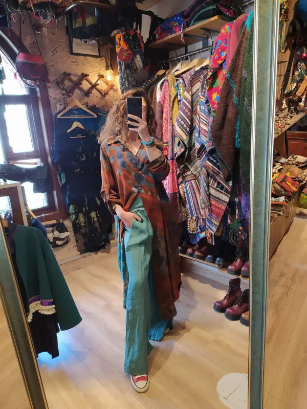Batik gömlek elbise keten pantolon 