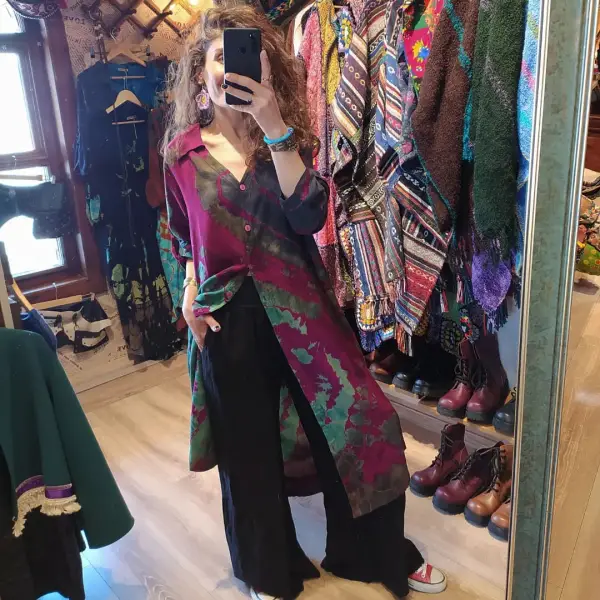 Batik gömlek elbise keten pantolon 