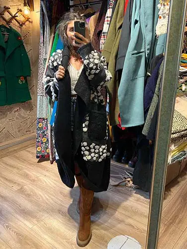 Uzun Keçe Şal Yaka Kaban