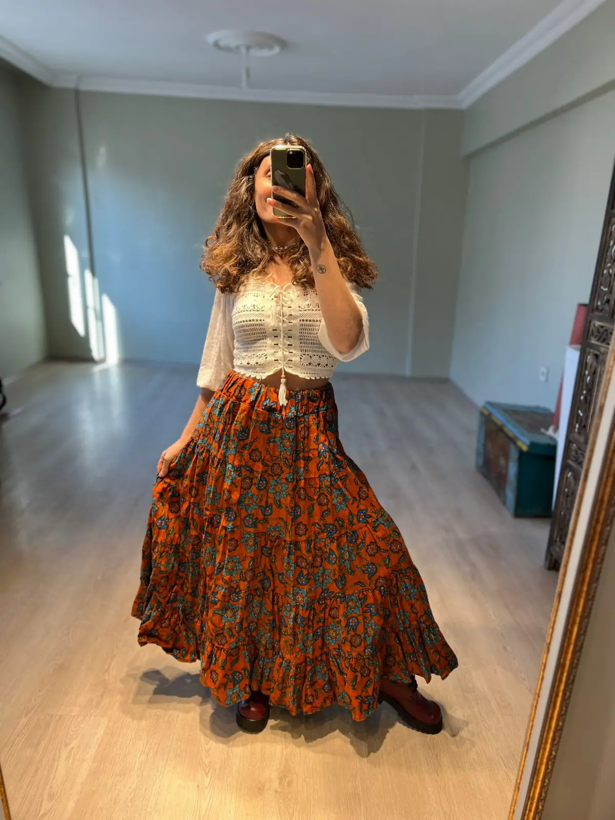 Pazen Çiçekli Bahar Etek