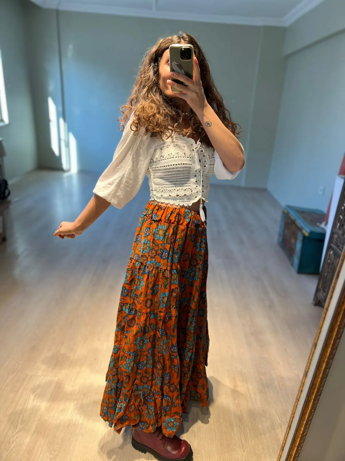 Pazen Çiçekli Bahar Etek