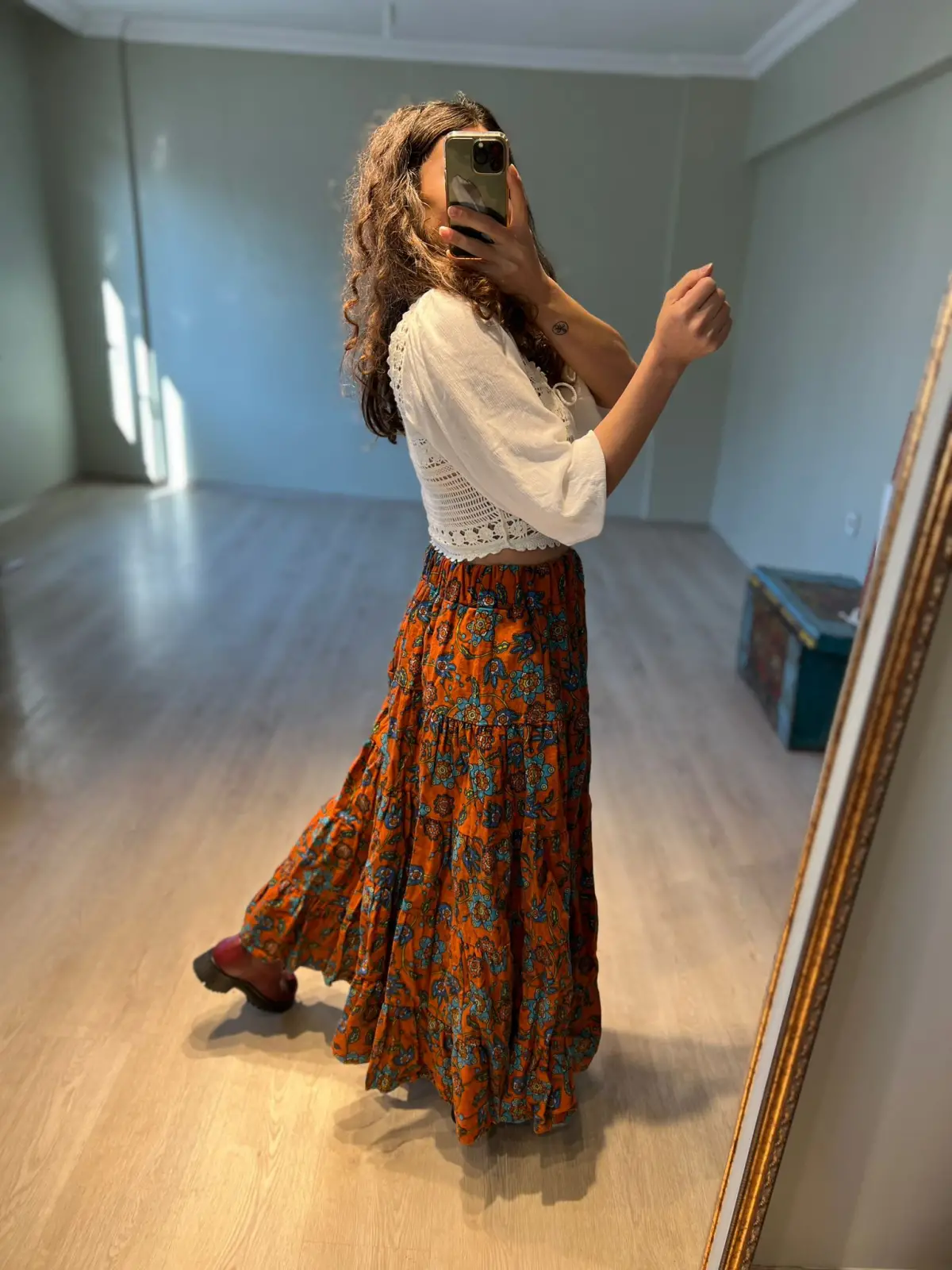 Pazen Çiçekli Bahar Etek