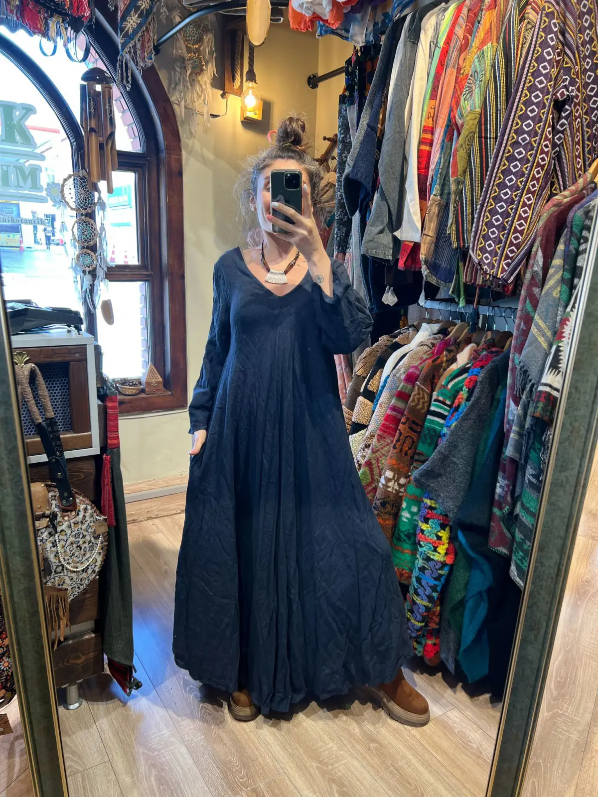 Keten LACİVERT  Elbise