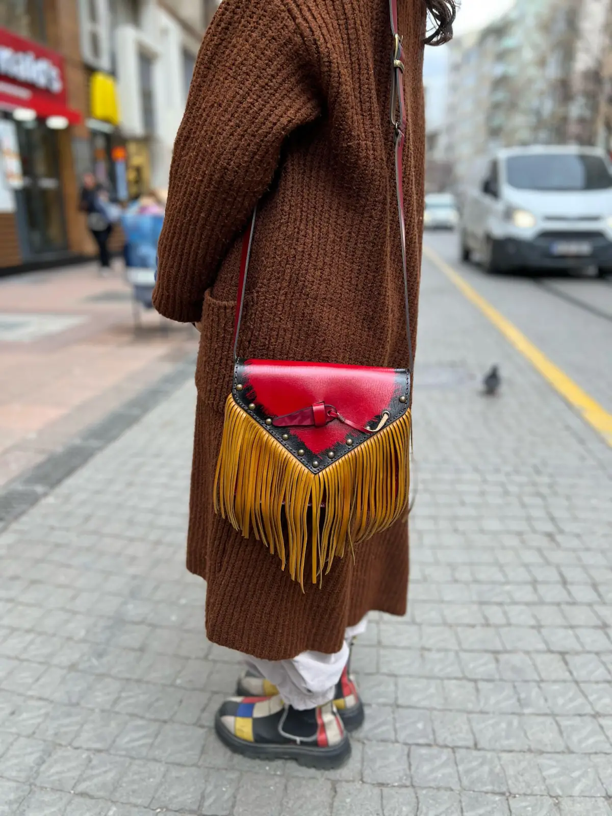 Püskül Deri Çanta