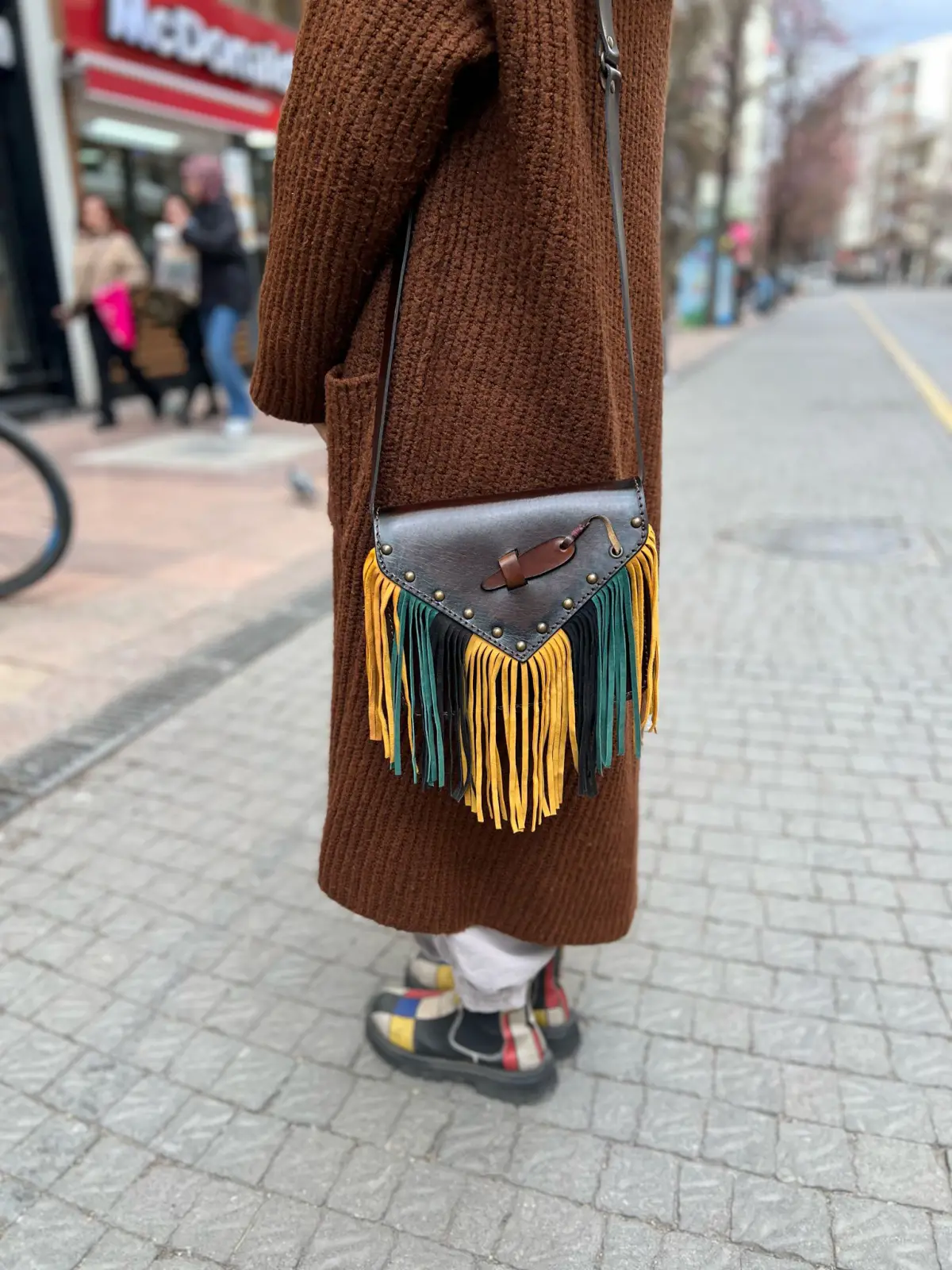 Püskül Deri Çanta