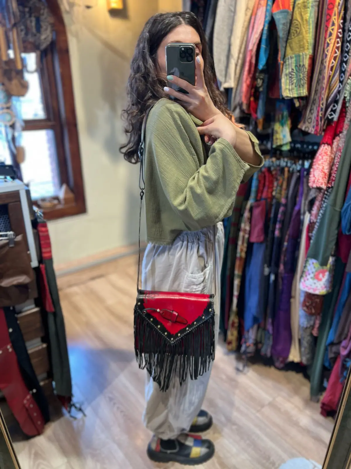 Püskül Deri Çanta