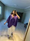 Tek Renk Keten Bluz