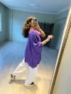 Tek Renk Keten Bluz