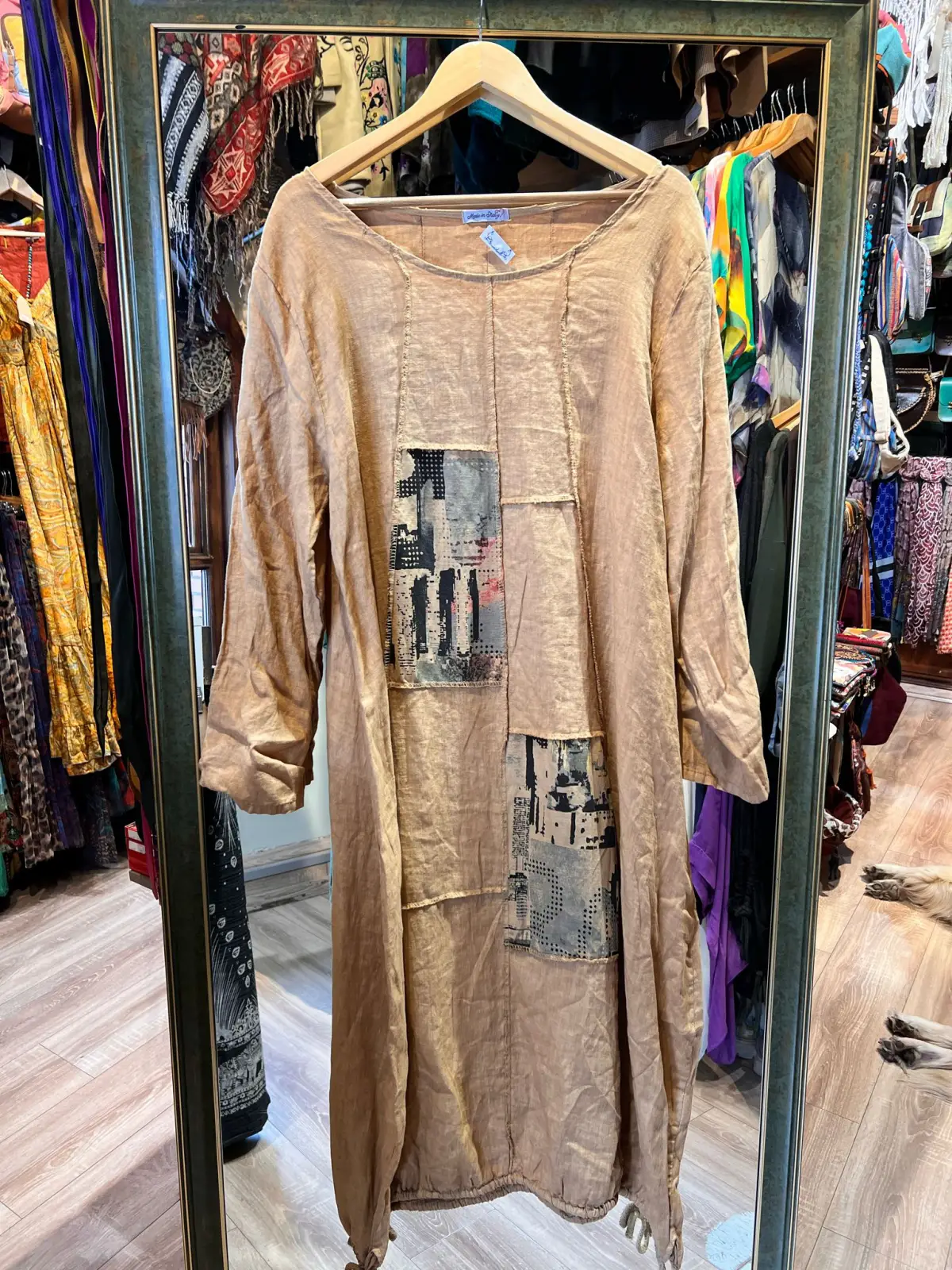 Keten Uzun Kollu Elbise