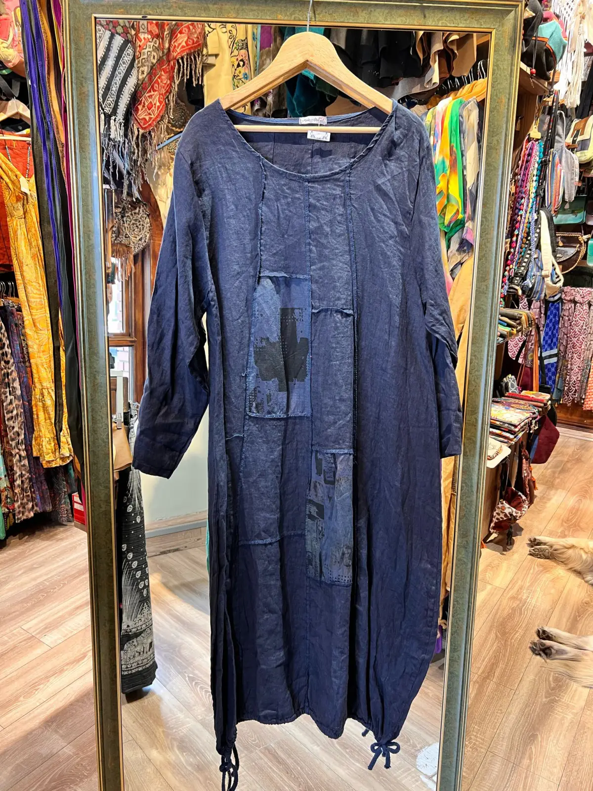 Keten Uzun Kollu Elbise