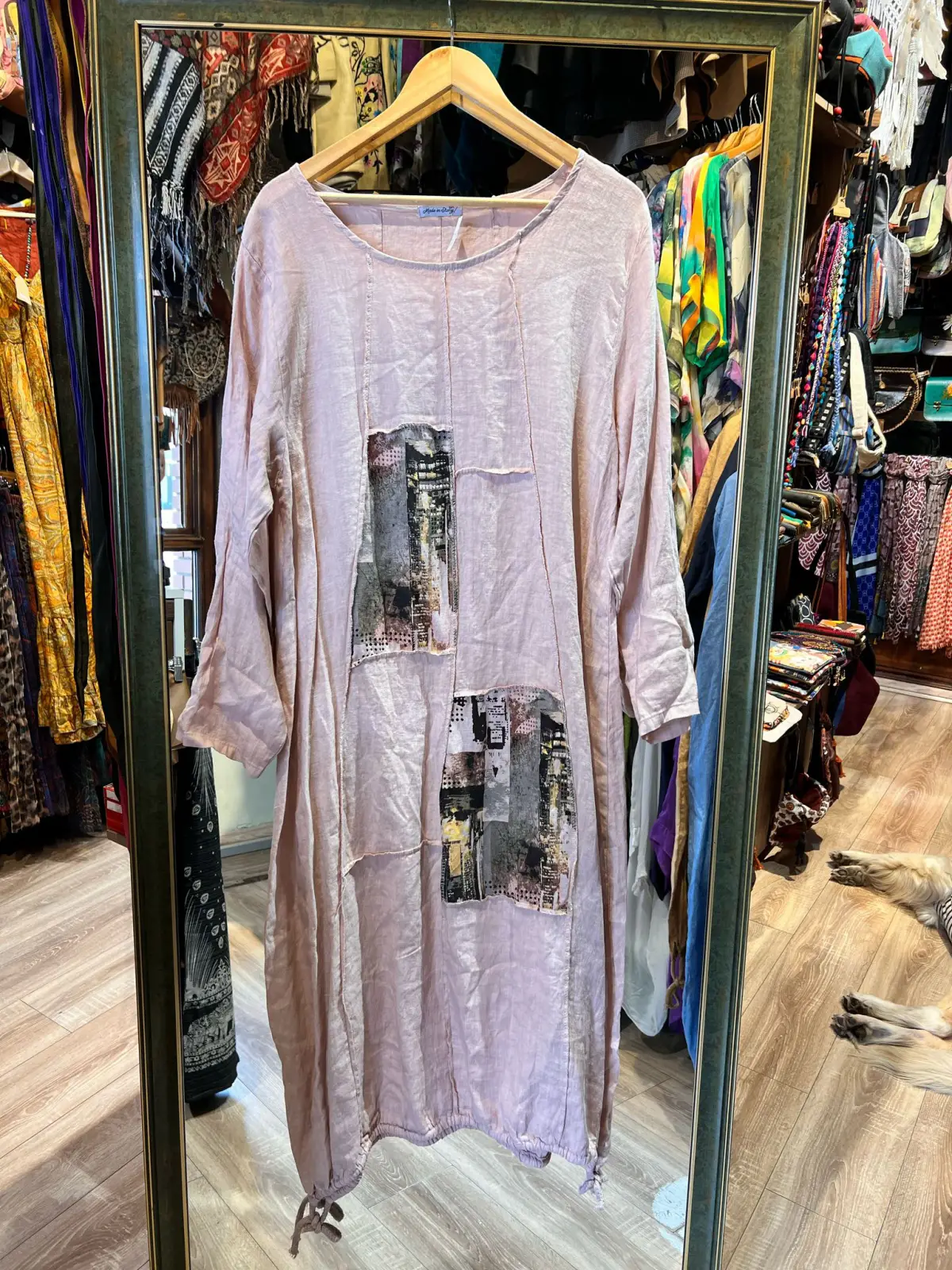 Keten Uzun Kollu Elbise