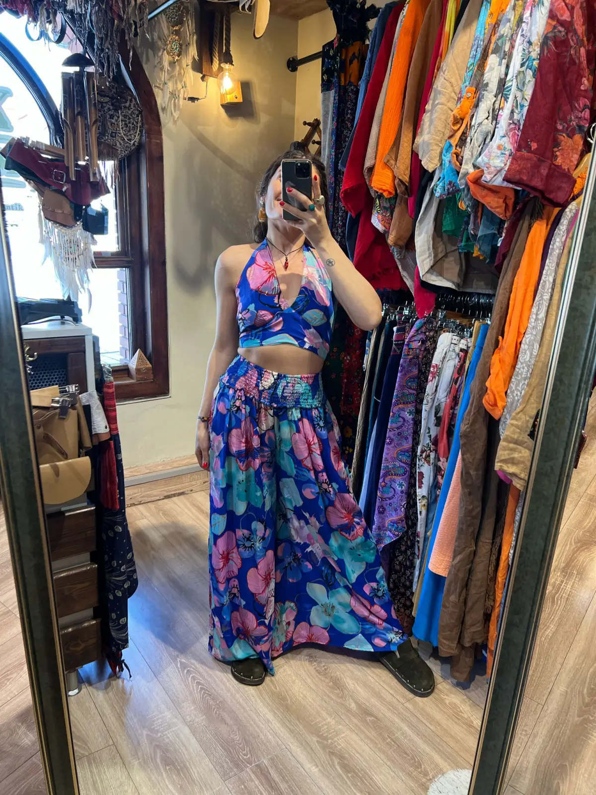 Desenli İpek Pantolon