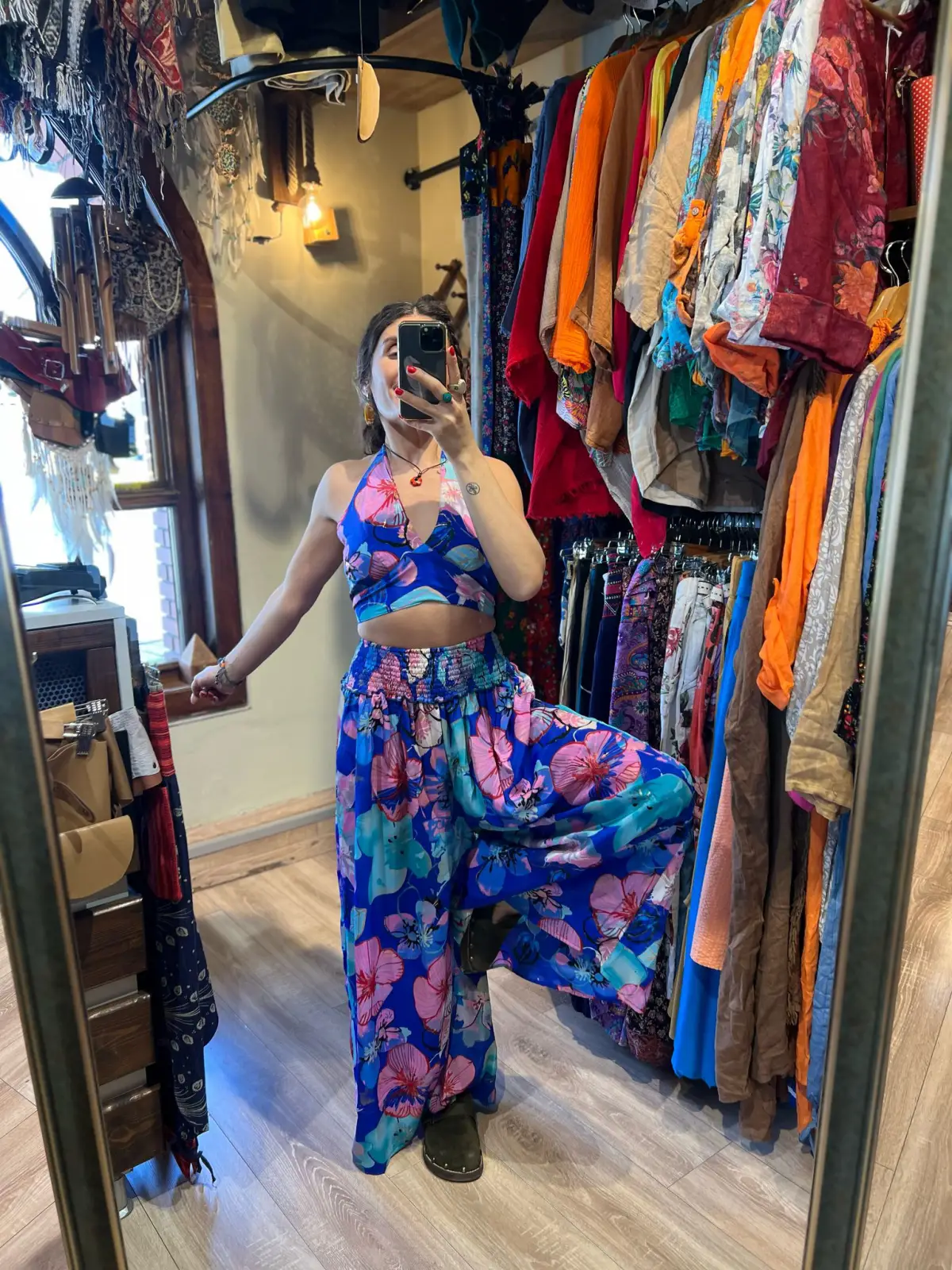 Desenli İpek Pantolon