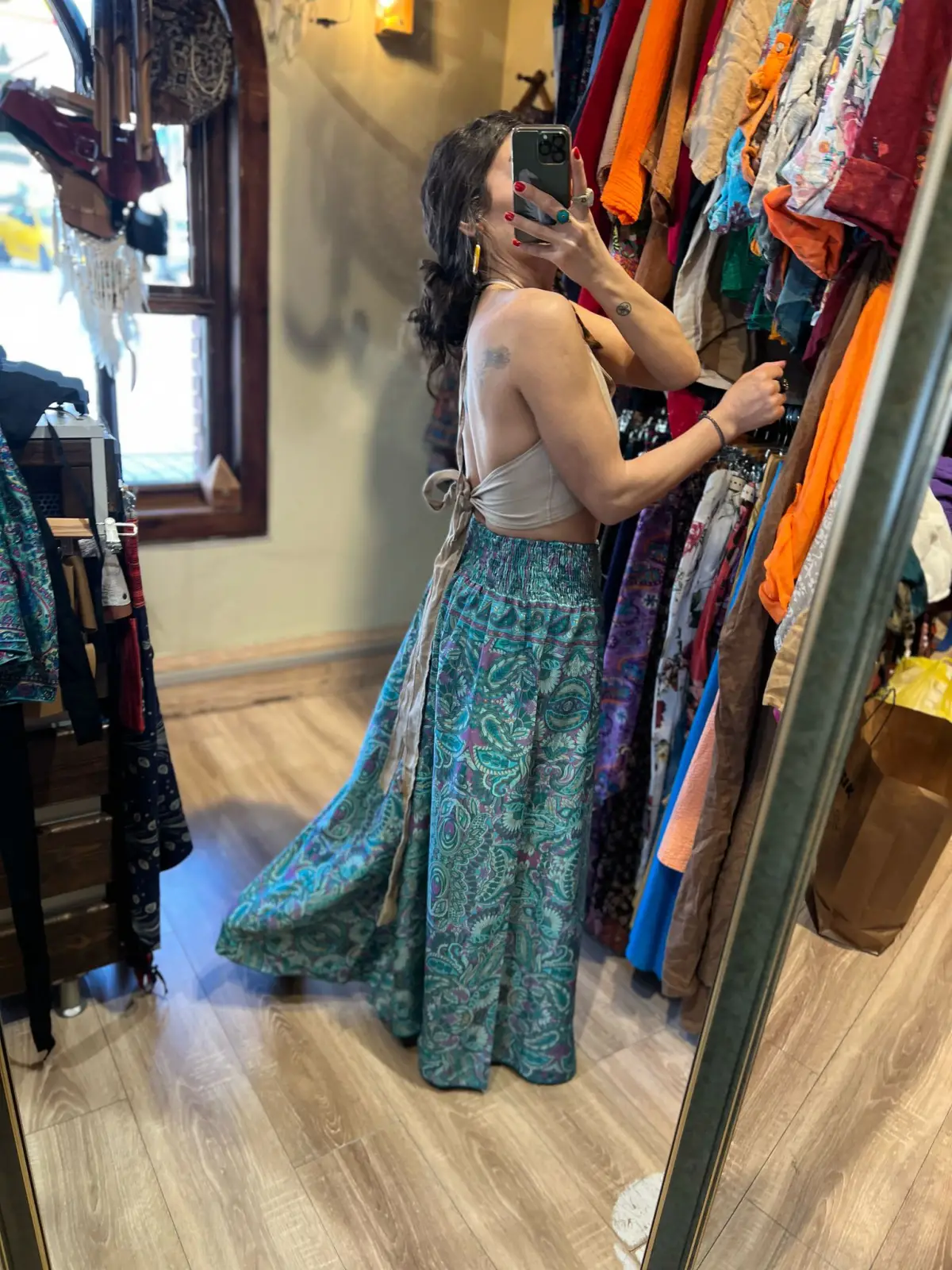 Desenli İpek Pantolon