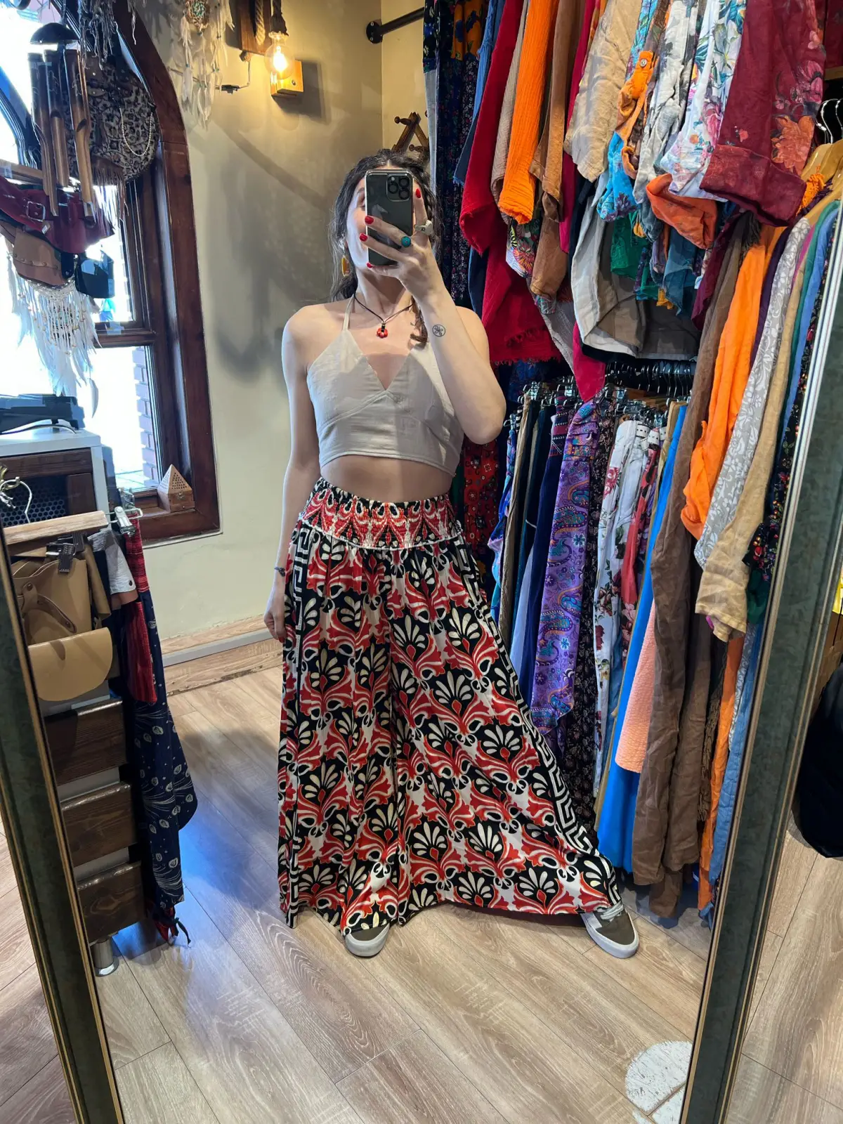 Desenli İpek Pantolon