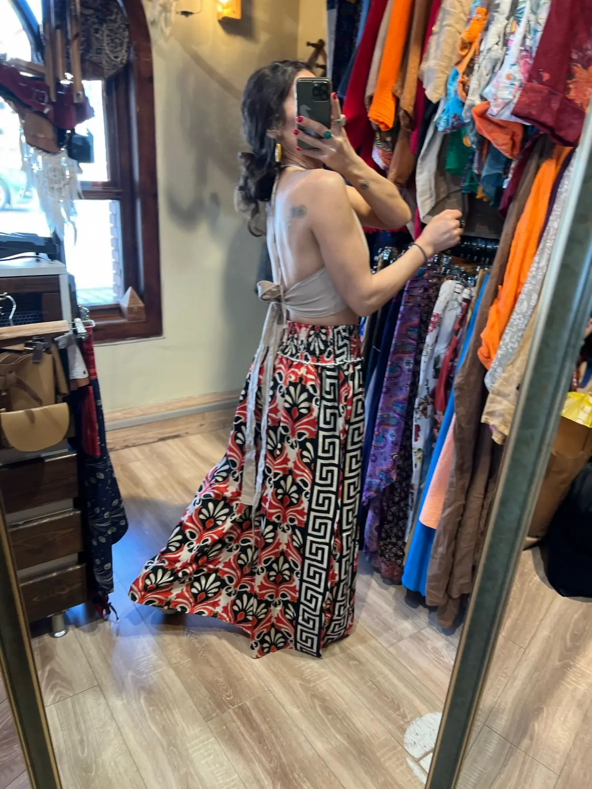 Desenli İpek Pantolon