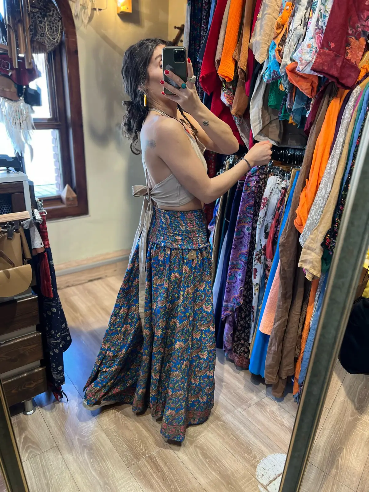 Desenli İpek Pantolon