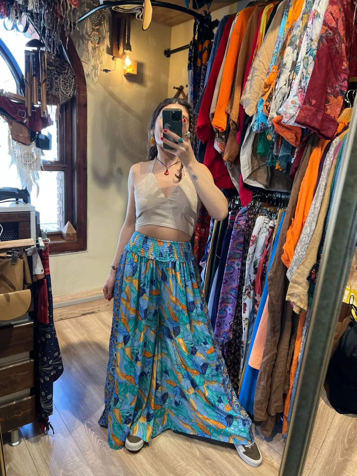 Desenli İpek Pantolon