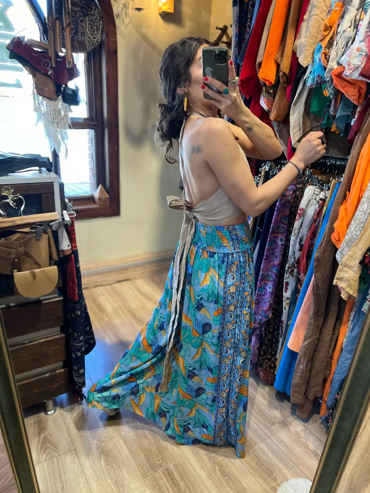 Desenli İpek Pantolon