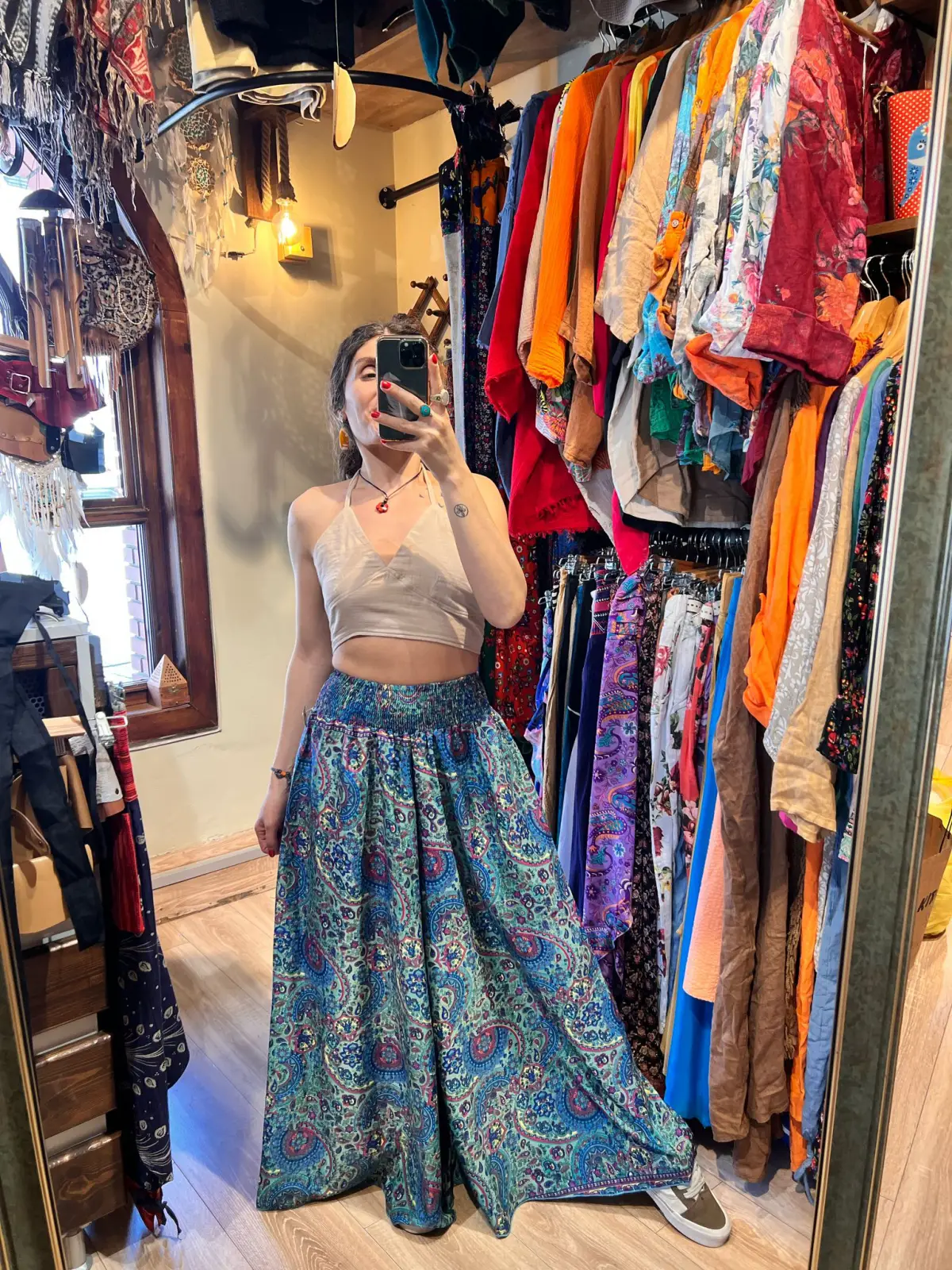 Desenli İpek Pantolon