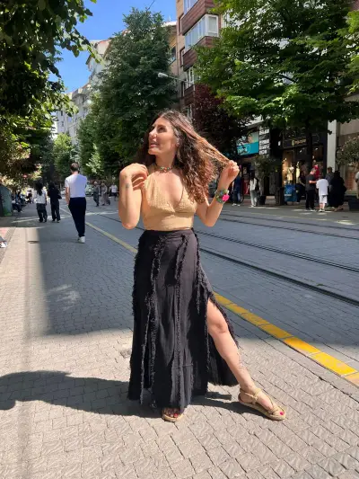 Dolama Pırıl Etek Siyah