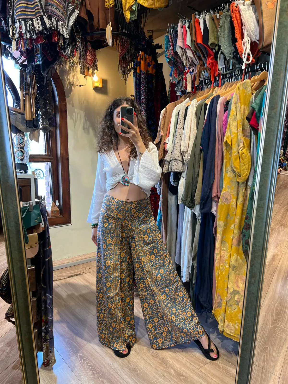 İpek Desenli Pantolon