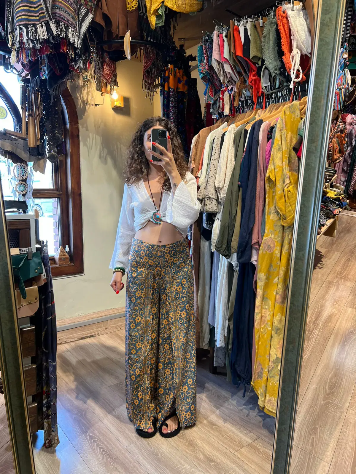 İpek Desenli Pantolon