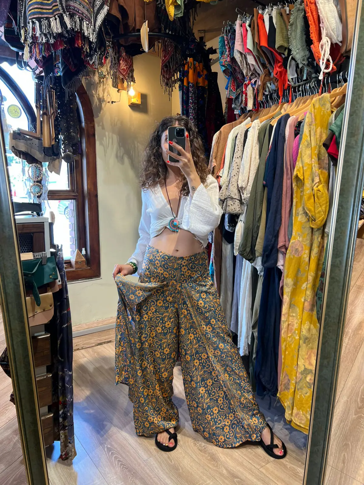 İpek Desenli Pantolon