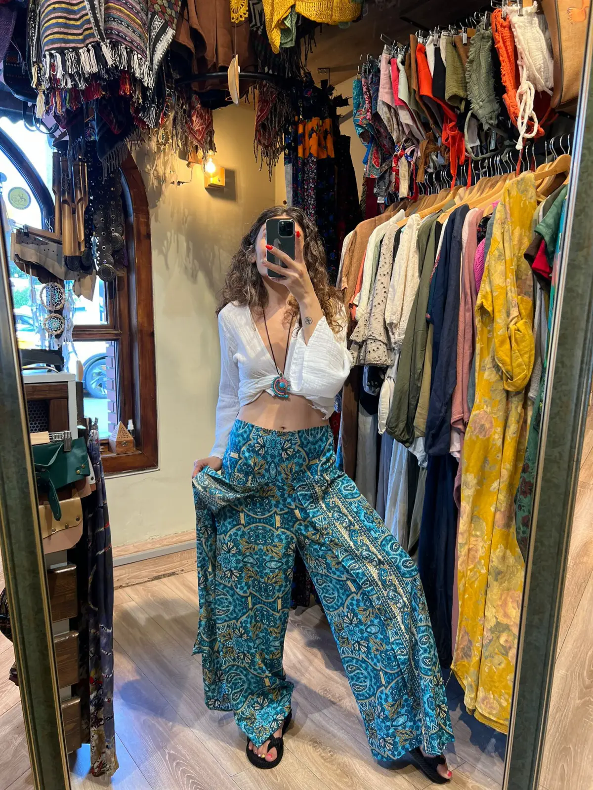 İpek Desenli Pantolon