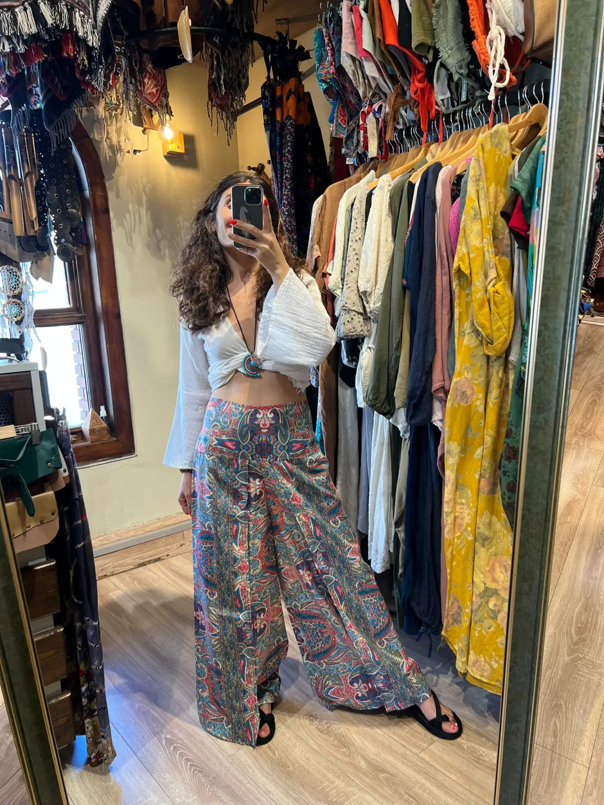 İpek Desenli Pantolon