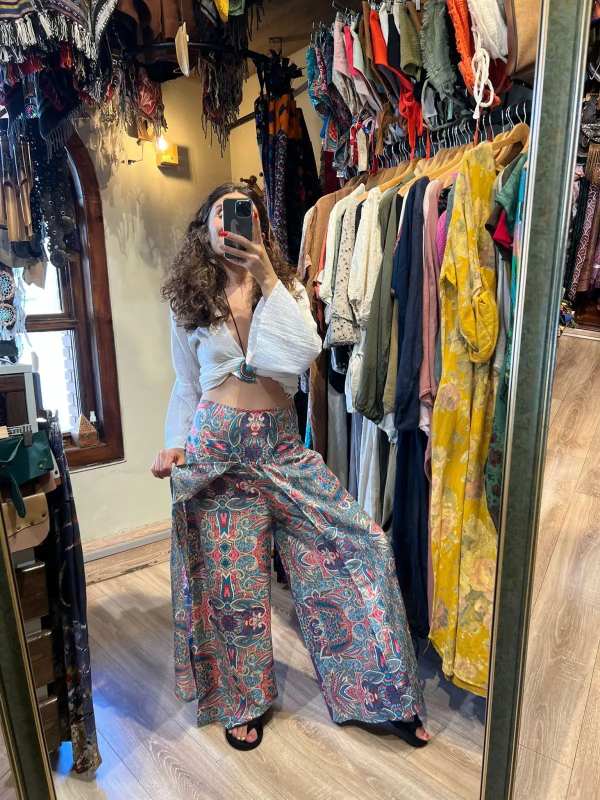 İpek Desenli Pantolon