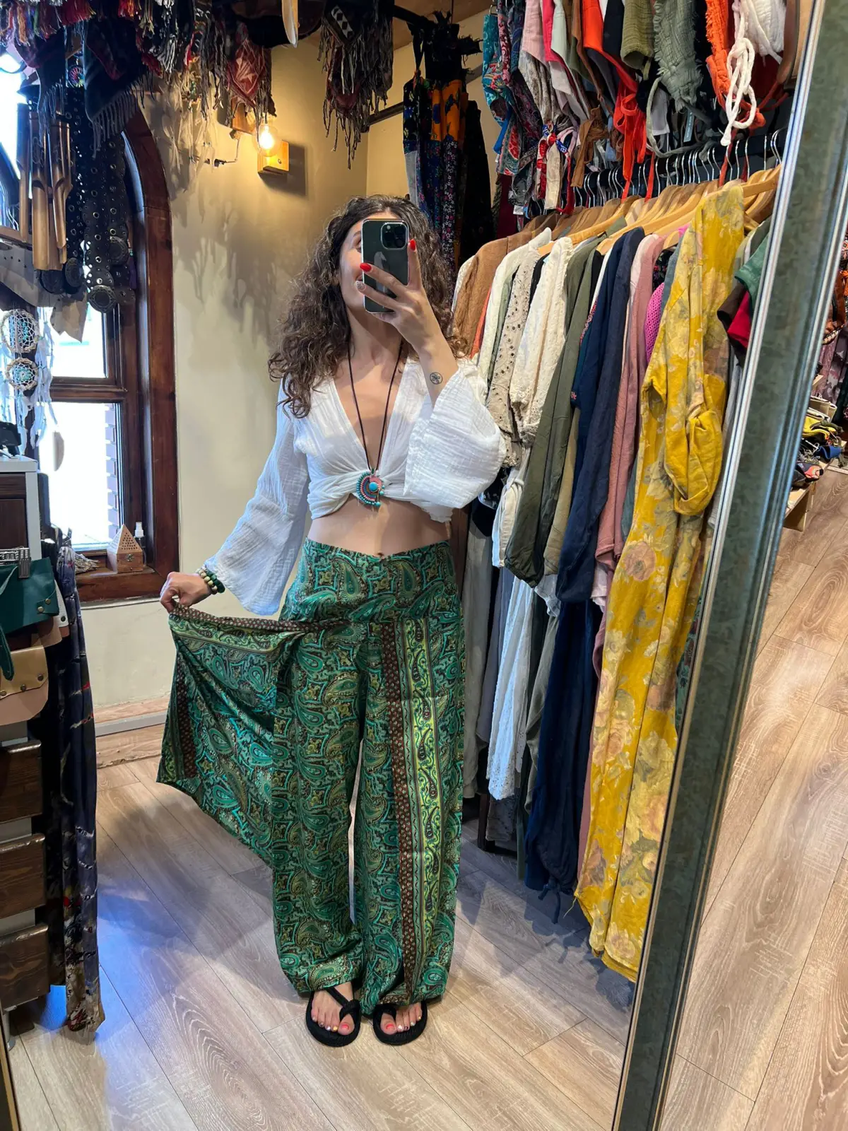 İpek Desenli Pantolon