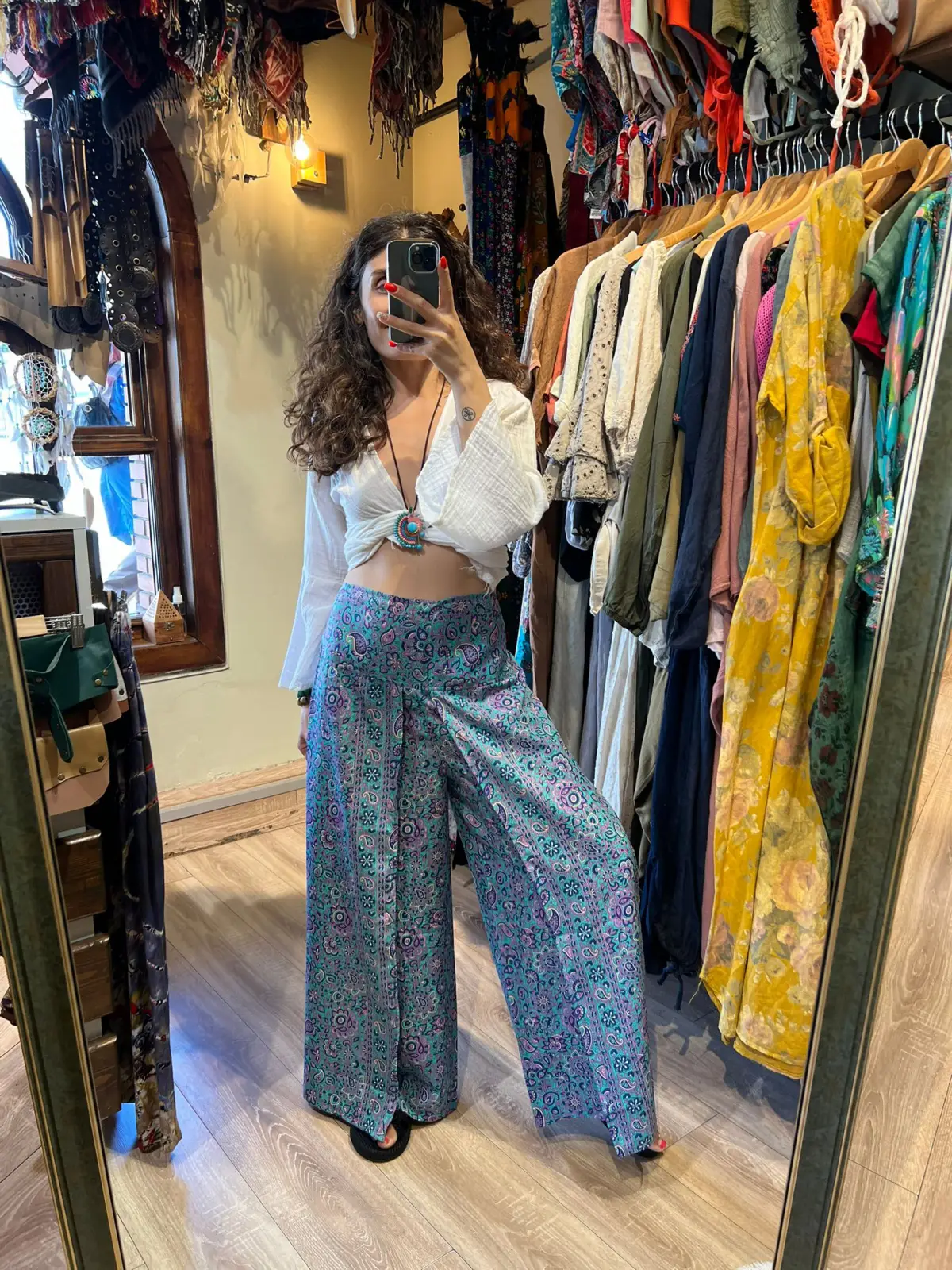 İpek Desenli Pantolon