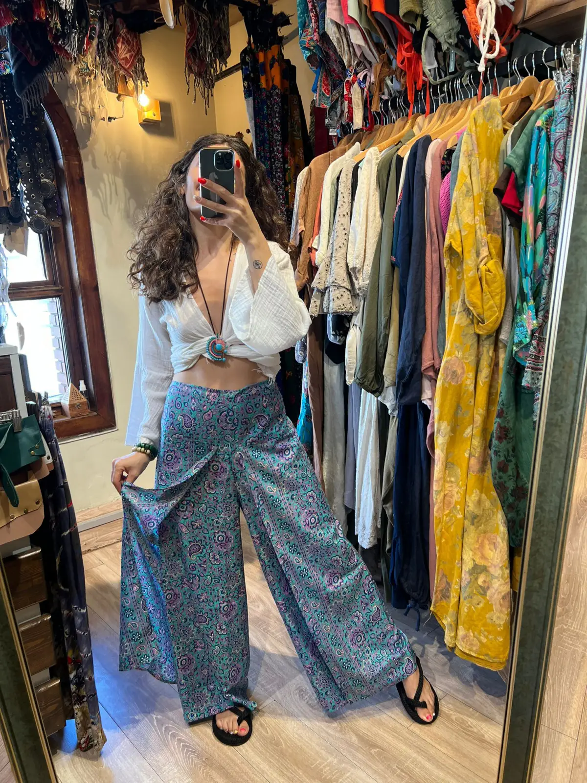 İpek Desenli Pantolon