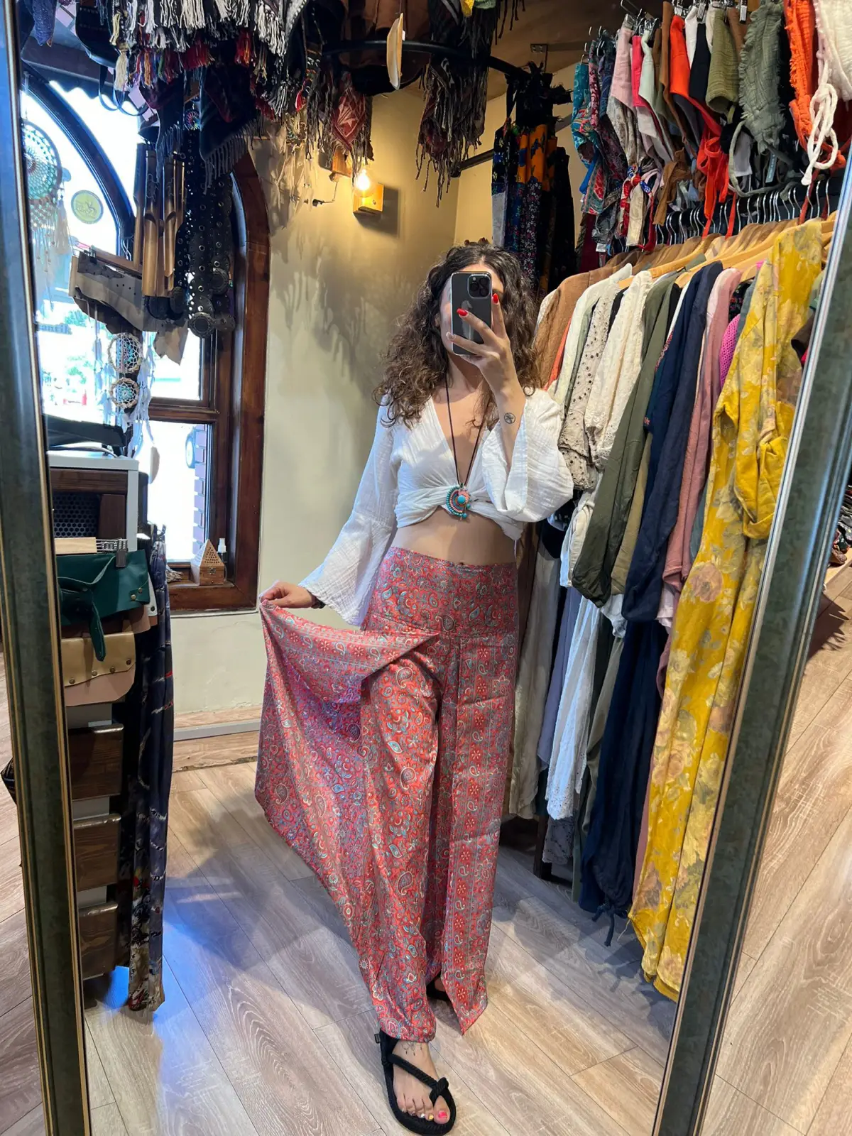 İpek Desenli Pantolon