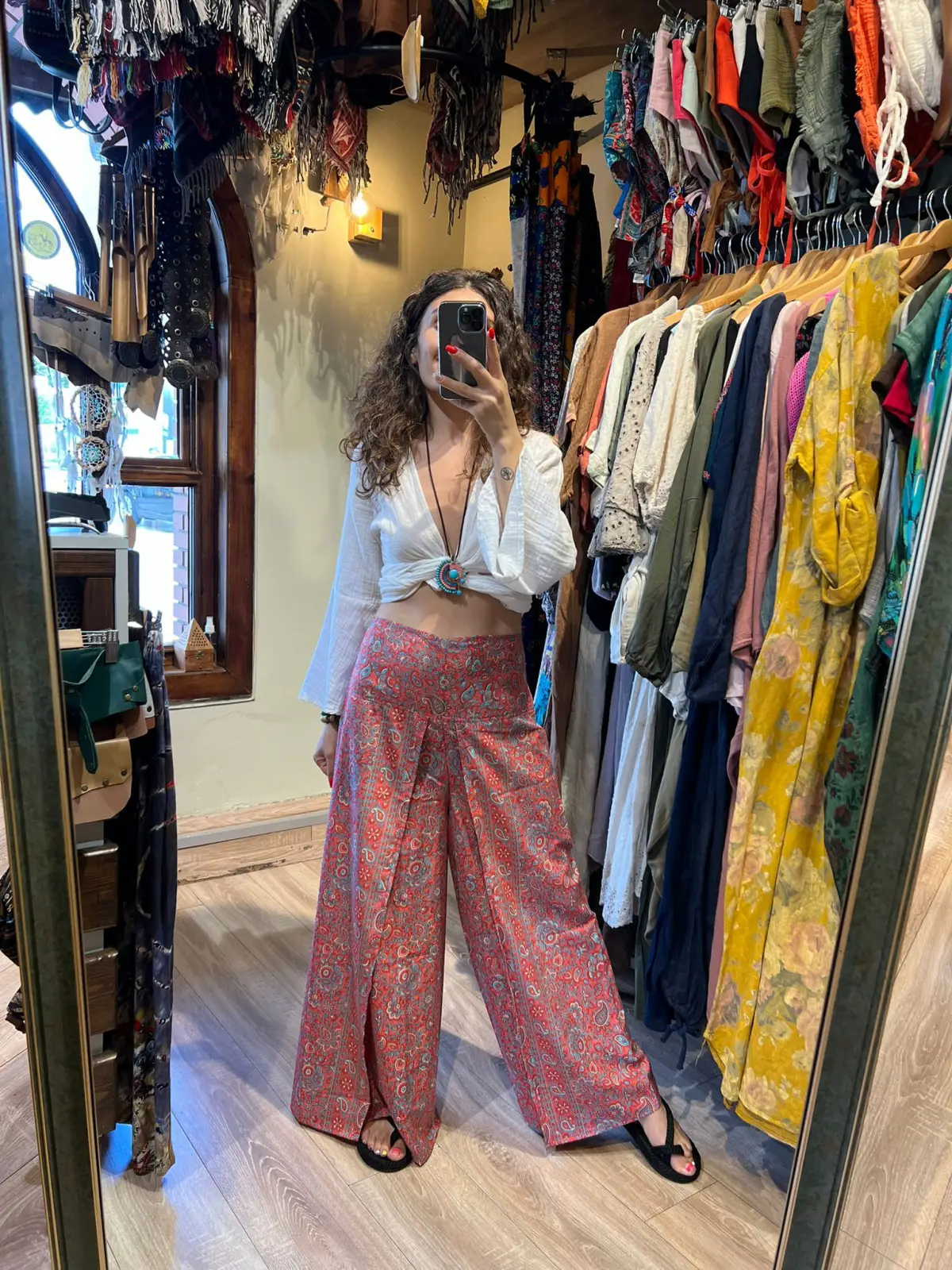 İpek Desenli Pantolon