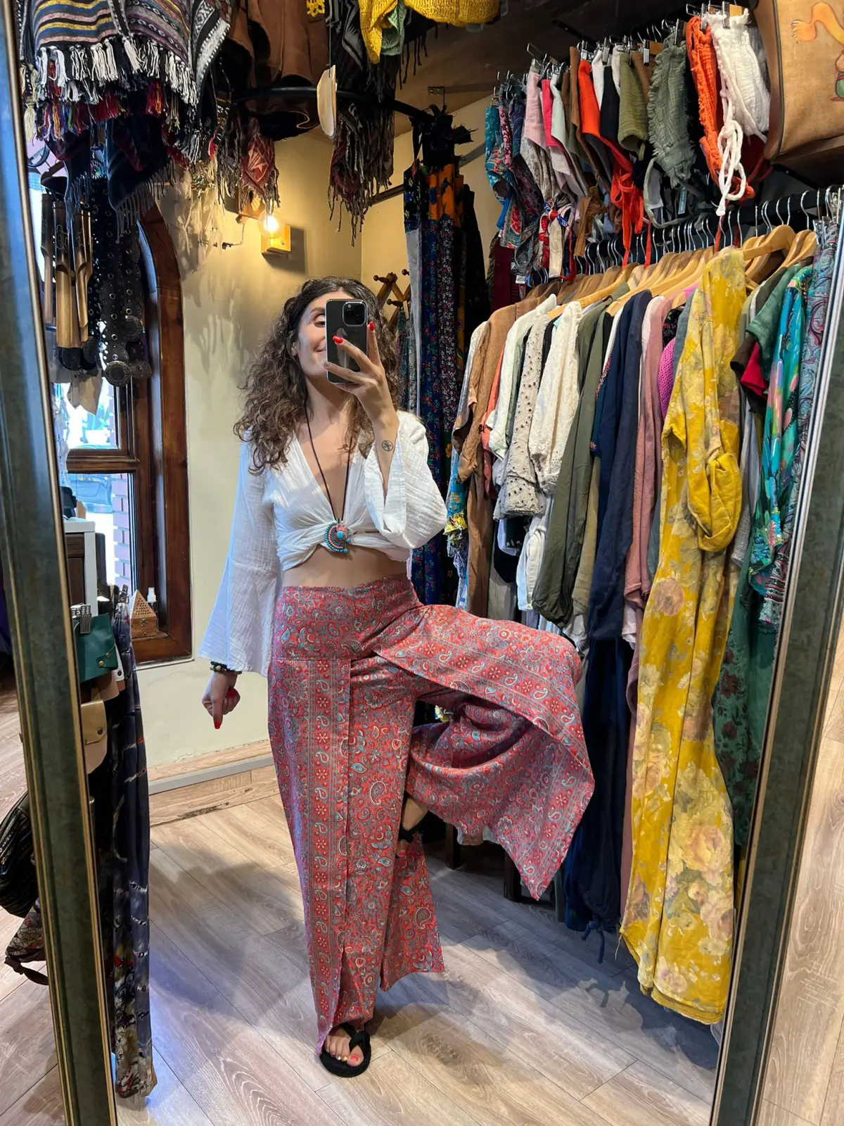 İpek Desenli Pantolon