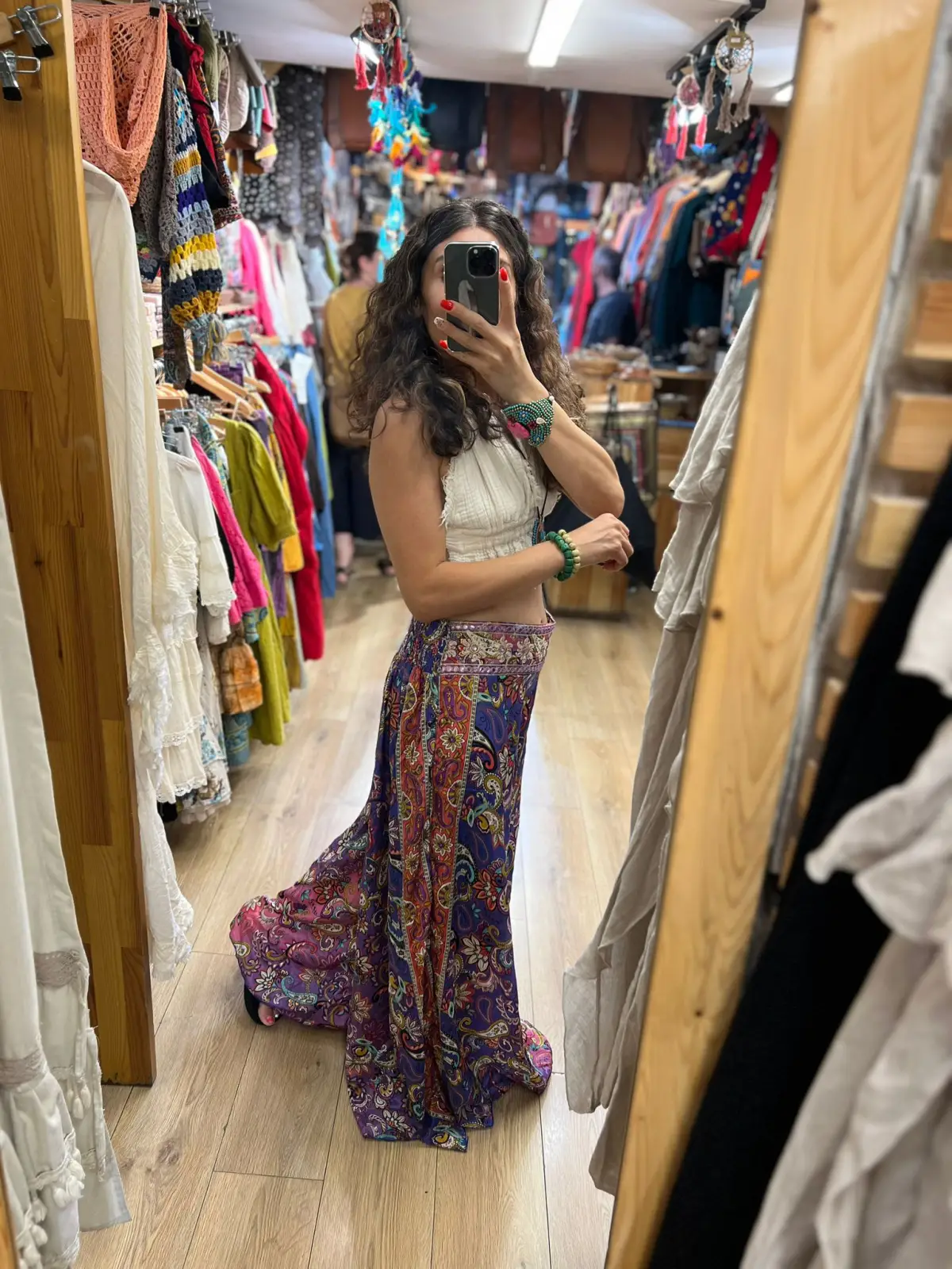 Beli İşli İpek Desenli Pantolon