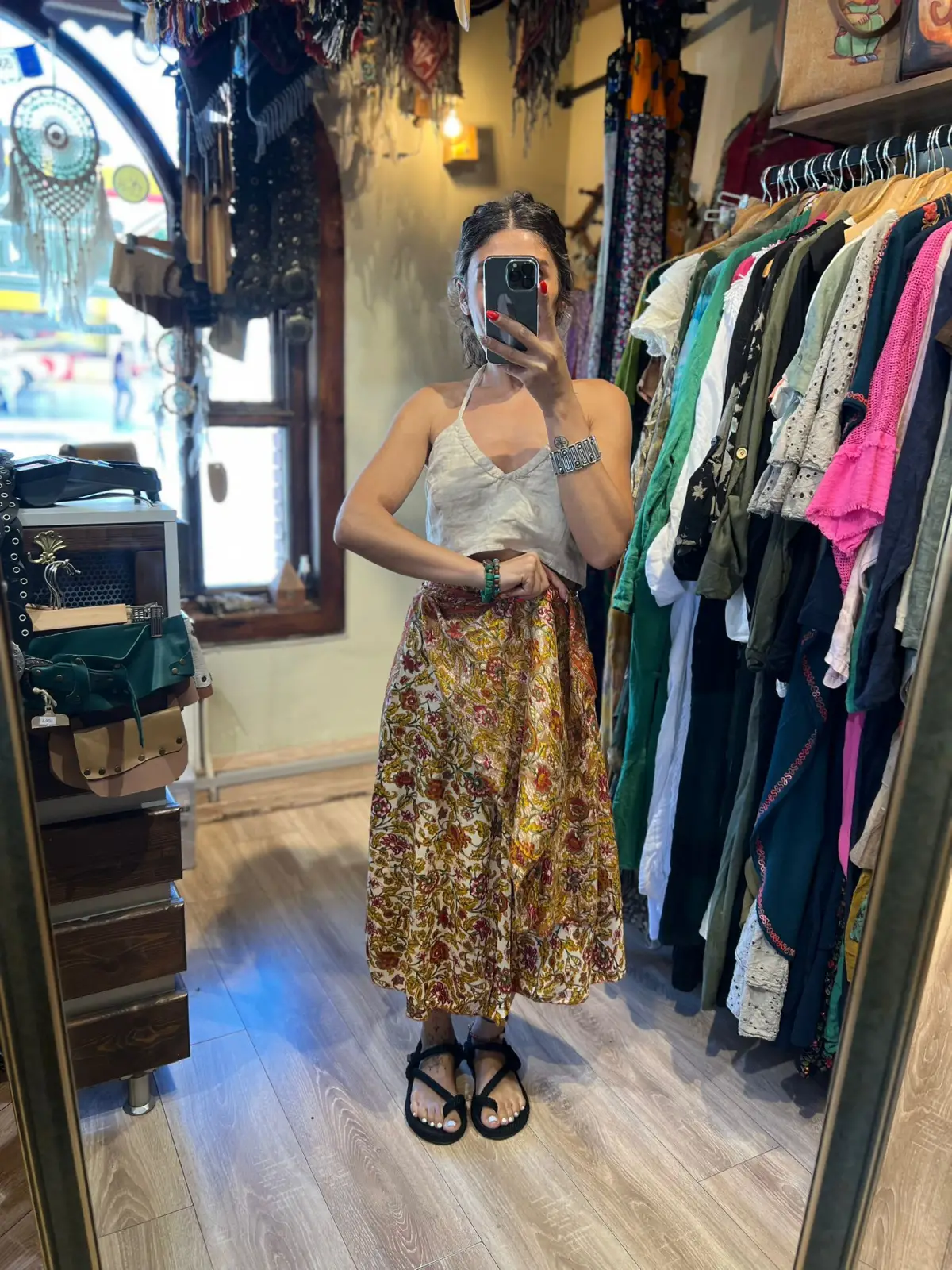 Midi Boy İpek Dolama Etek