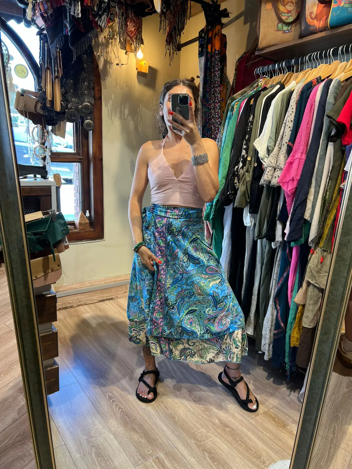 Midi Boy İpek Dolama Etek