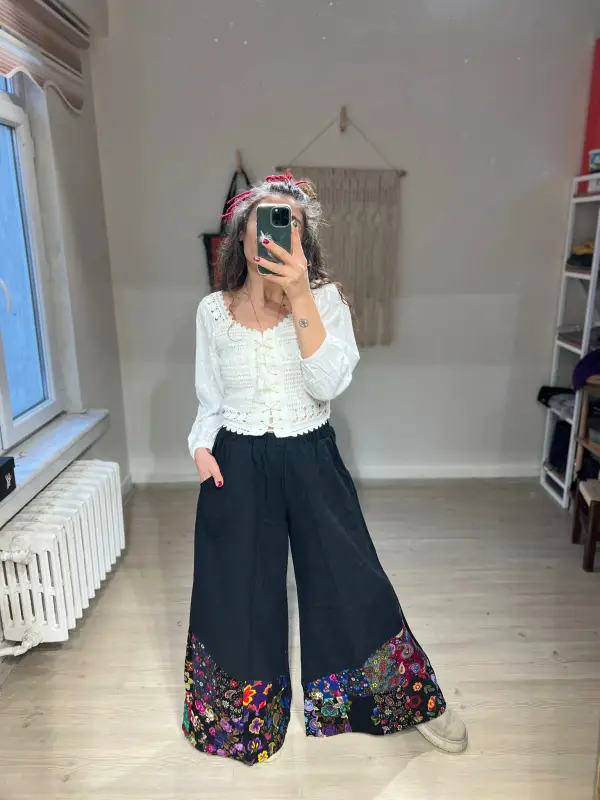 Pazen Paça Desenli Pantolon