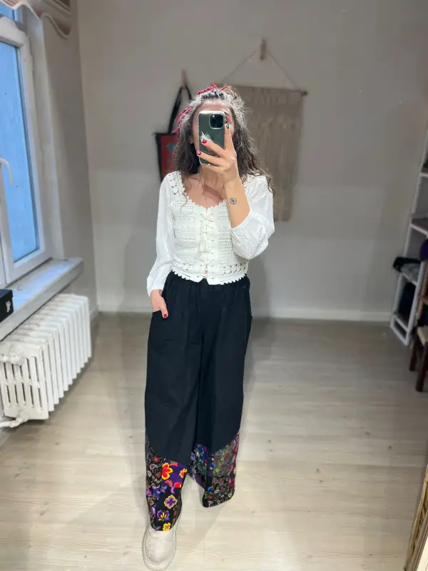 Pazen Paça Desenli Pantolon