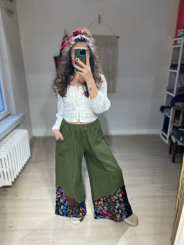 Pazen Paça Desenli Pantolon