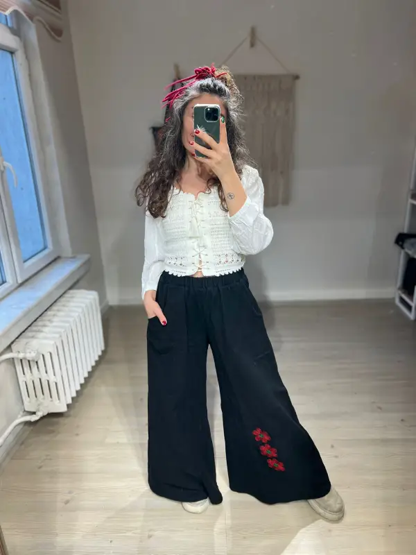 Pazen Paça Desenli Pantolon