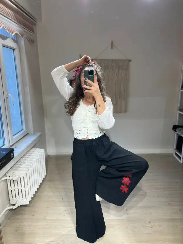 Pazen Paça Desenli Pantolon