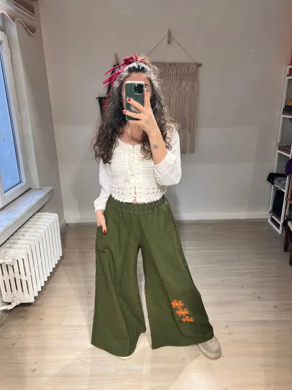 Pazen Paça Desenli Pantolon