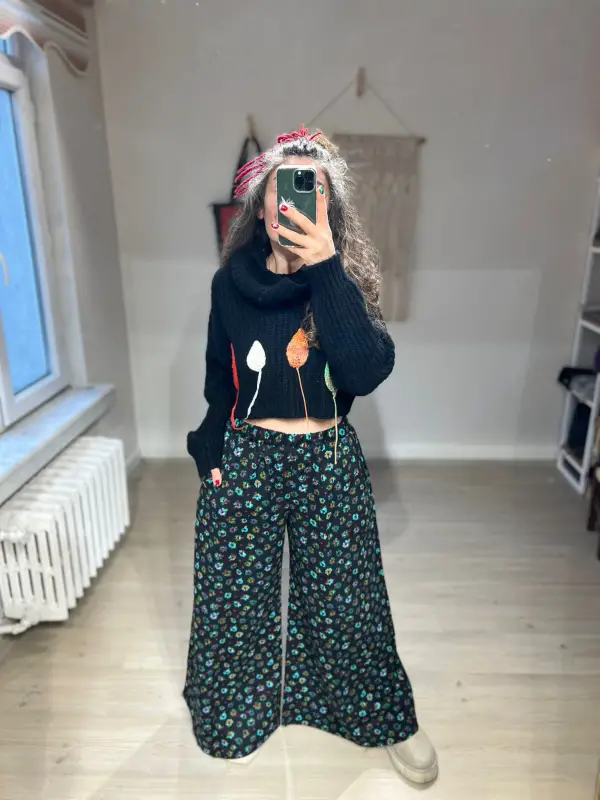 Desenli Pazen Pantolon