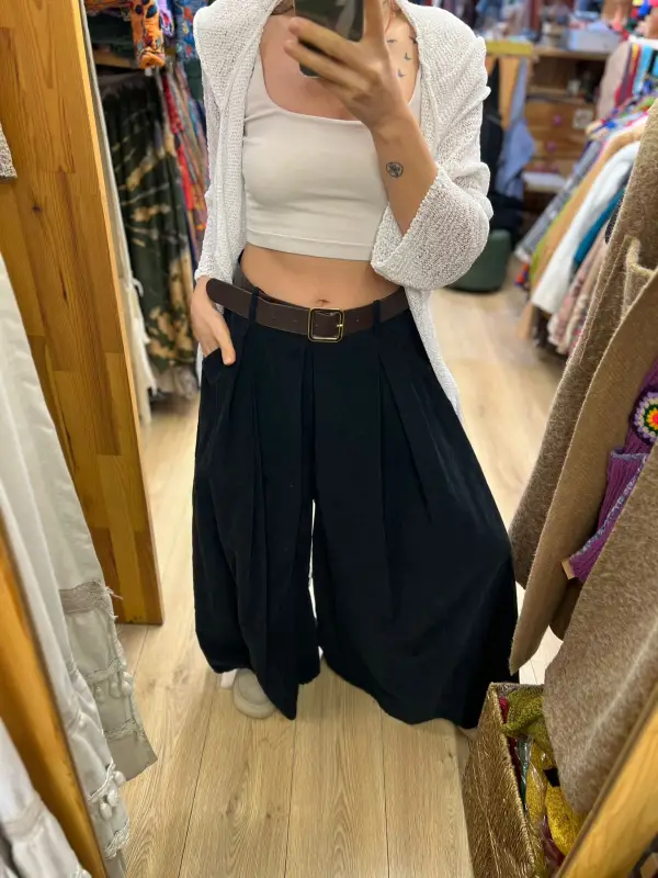 Kadife Bol Paça Pantolon